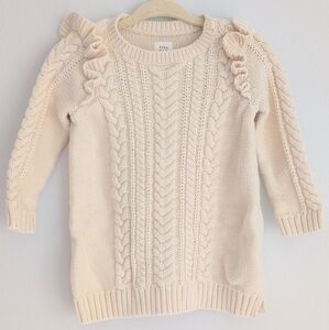 Baby Gap White Long sleeve Cableknit Sweater Dress Size 6-12 months
